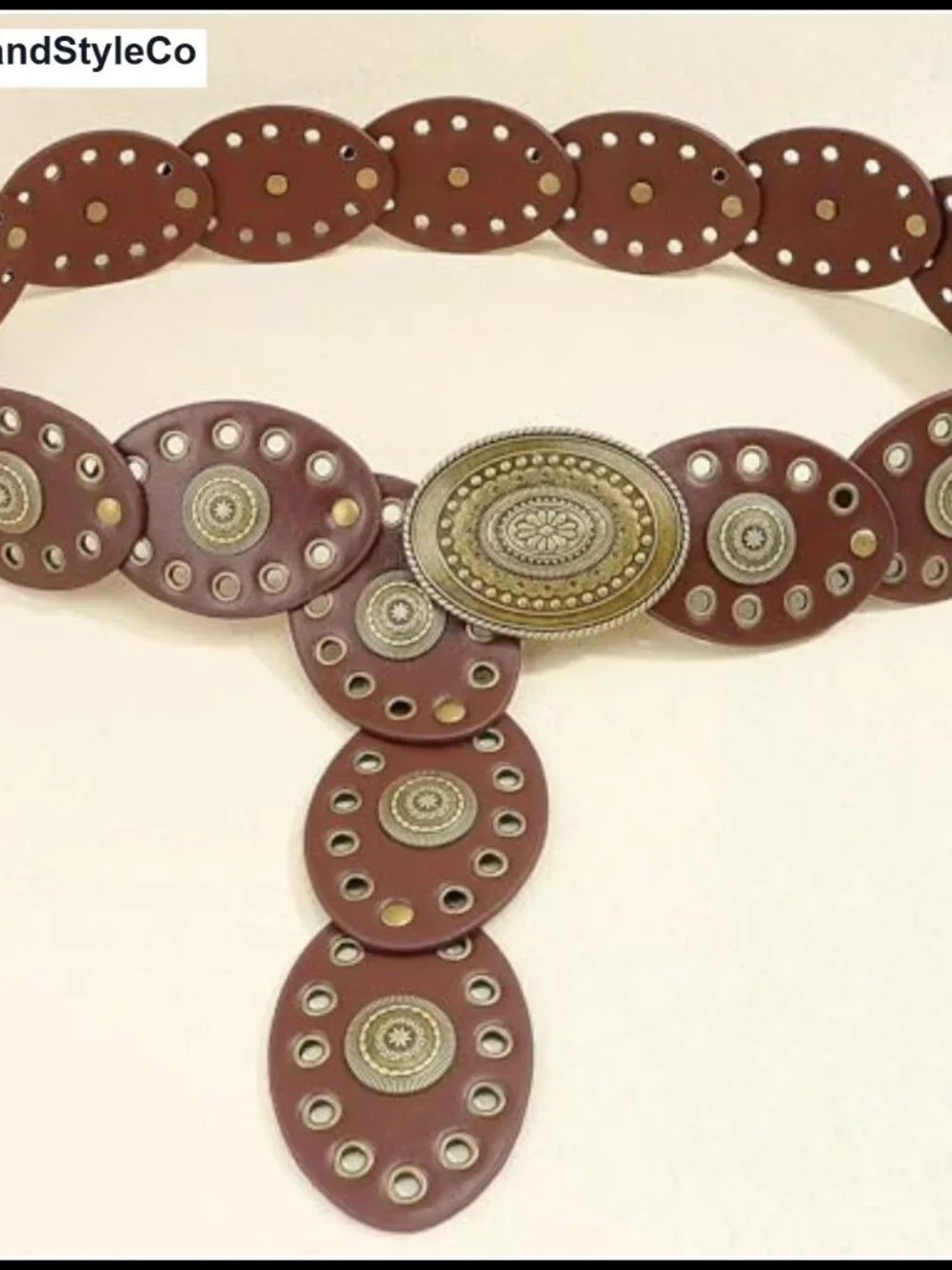 Women's Wide Hollow Rivet PU Leather Belt Western Cowgirl Concho Waist Belts